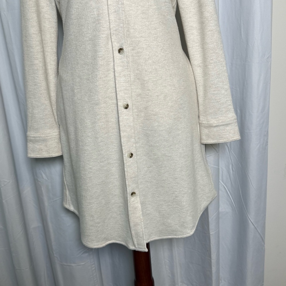 Faherty Legend Sweater Shirt Dress Womens XS Ivory Button Front Pockets NWT - Picture 8 of 14